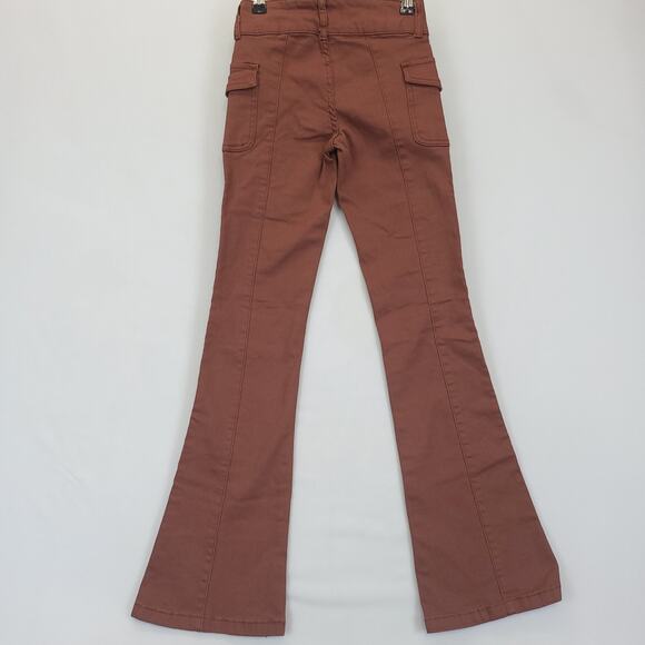 BP Bootcut Pants Low Rise Flap Pockets Stretch Button Fly Women 23 Rust - Picture 3 of 14